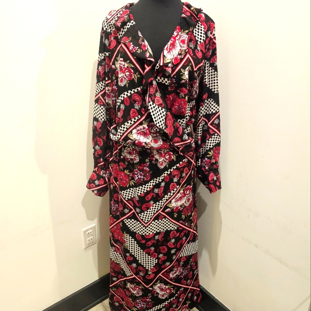 Gorgeous Ashley Stewart Floral Ruffled Maxi Dress SIZE 22/24